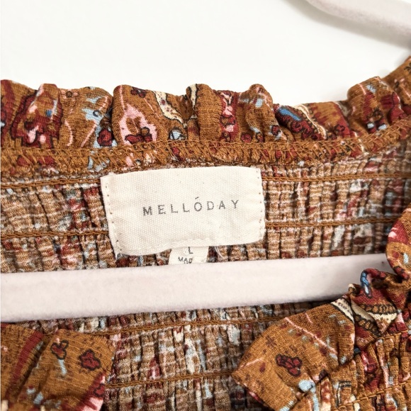 MELLODAY Rust Floral Ruffle Blouse - Picture 3 of 4